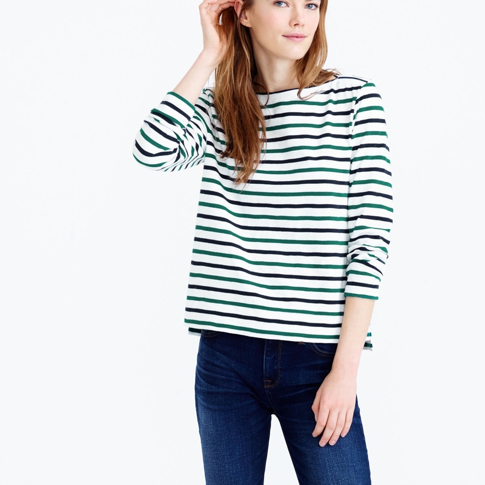 J. Crew Striped Boatneck Top